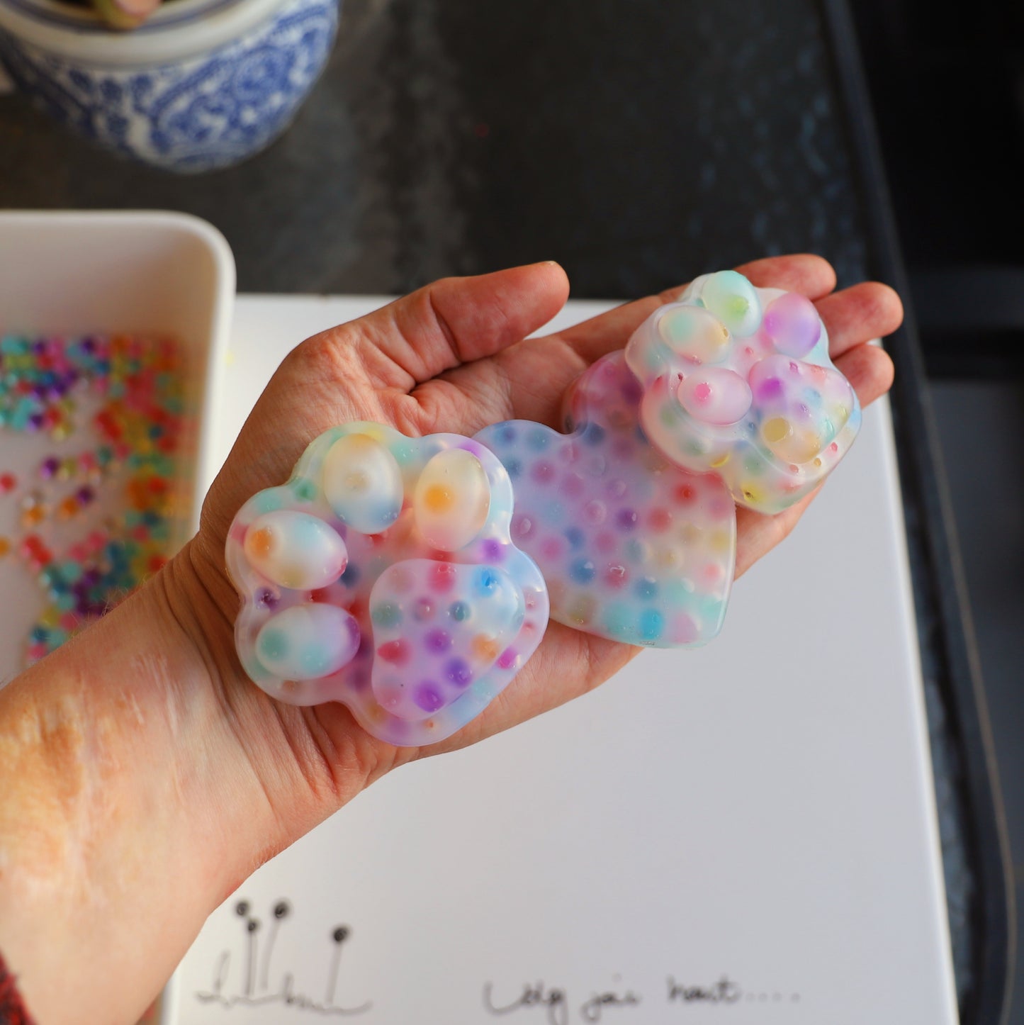 Re-usable Jelly Bead Squishies (3-Pack) β Heart + Medium Paw + Large Paw | by Squisharoo