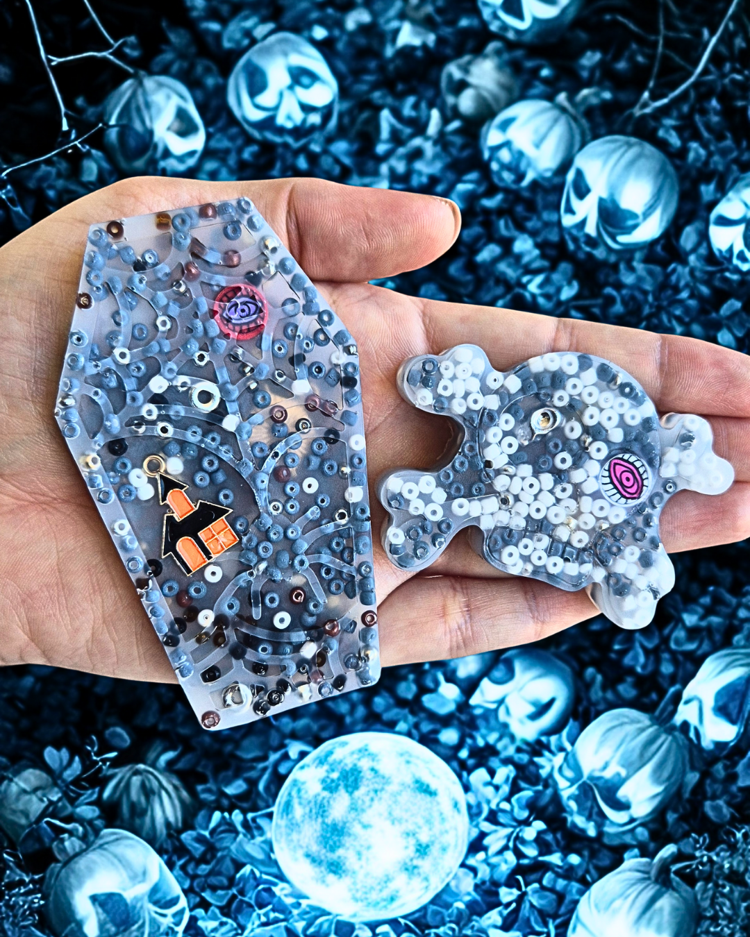 Pick-a-boo Squisharoos - Limited Edition Halloween Theme (Set of 2) for Fidget Relief - with Collectible Charms