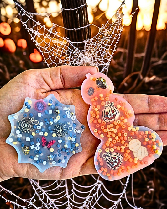 Pick-a-boo Squisharoos - Limited Edition Halloween Theme (Set of 2) for Fidget Relief - with Collectible Charms