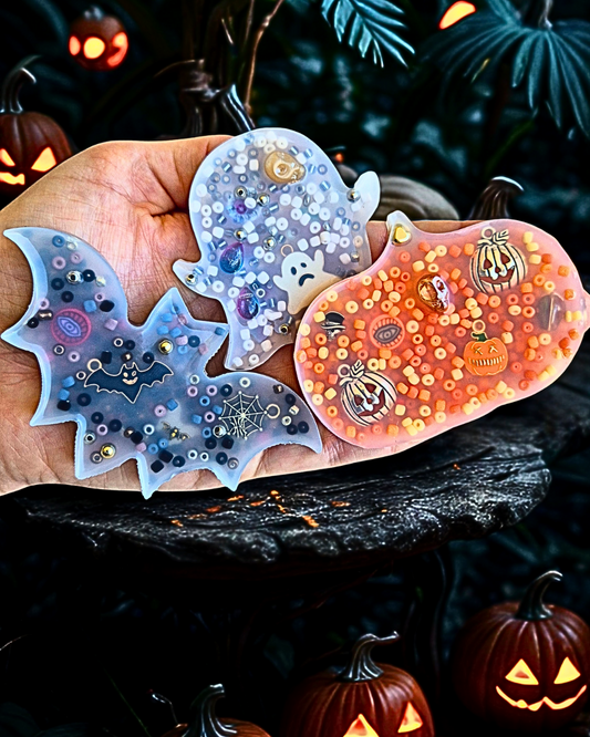 Pick-a-boo Squisharoos - Limited Edition Halloween Theme (Set of 3) for Fidget Relief - with Collectible Charms