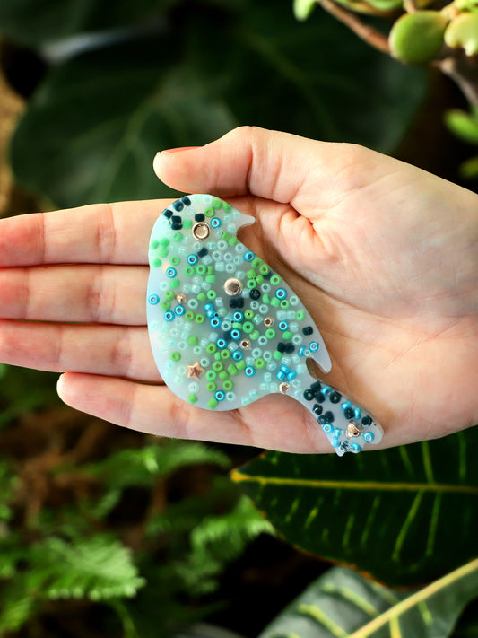 Feather Floof Bird Squishy – Earthy Green Sensory Toy for Quiet Focus & Calm Hands