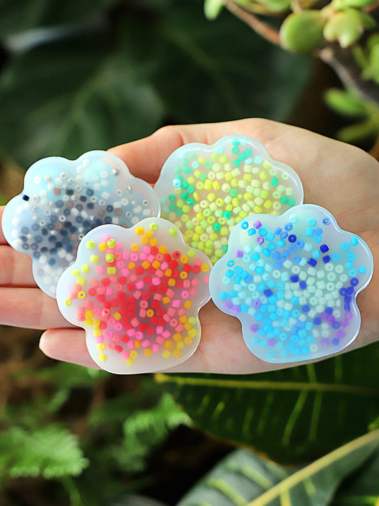 Pocket Paw Squisharoos for Skin Picking Relief - Made with Glass Seed Beads  – Set of 4