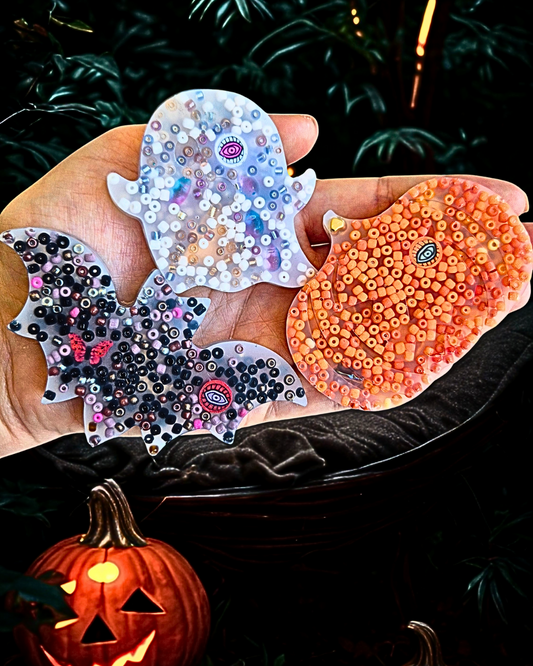 Pick-a-boo Squisharoos - Limited Edition Halloween Theme (Set of 3) for Fidget Relief - with Collectible Charms
